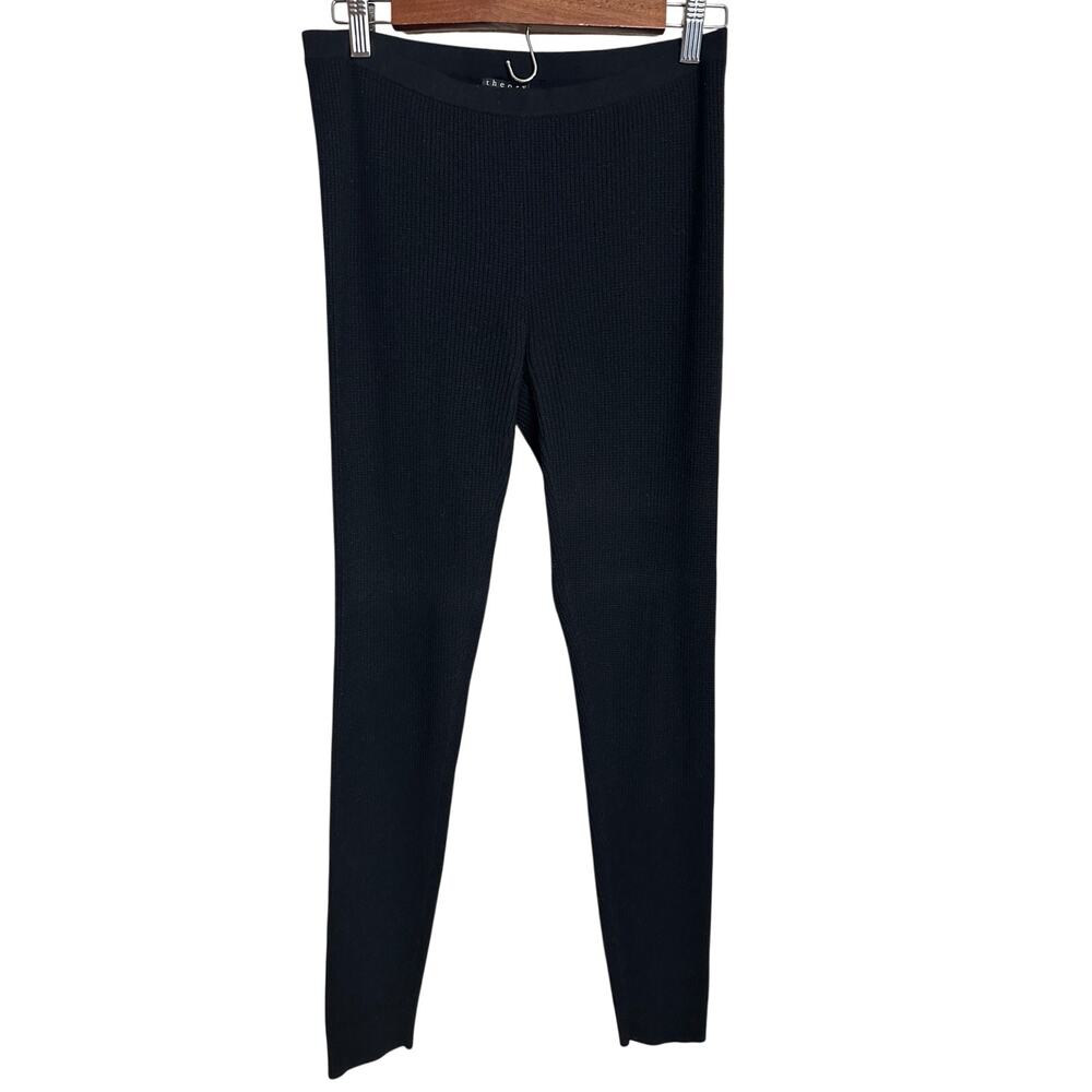Theory Birdi Evian Stretch Wool Blend Leggings Womans S Rib Knit Black